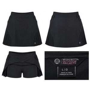 Mondetta Outdoor Project Skort Women L Black Pleated Tenniscore Golfcore Preppy